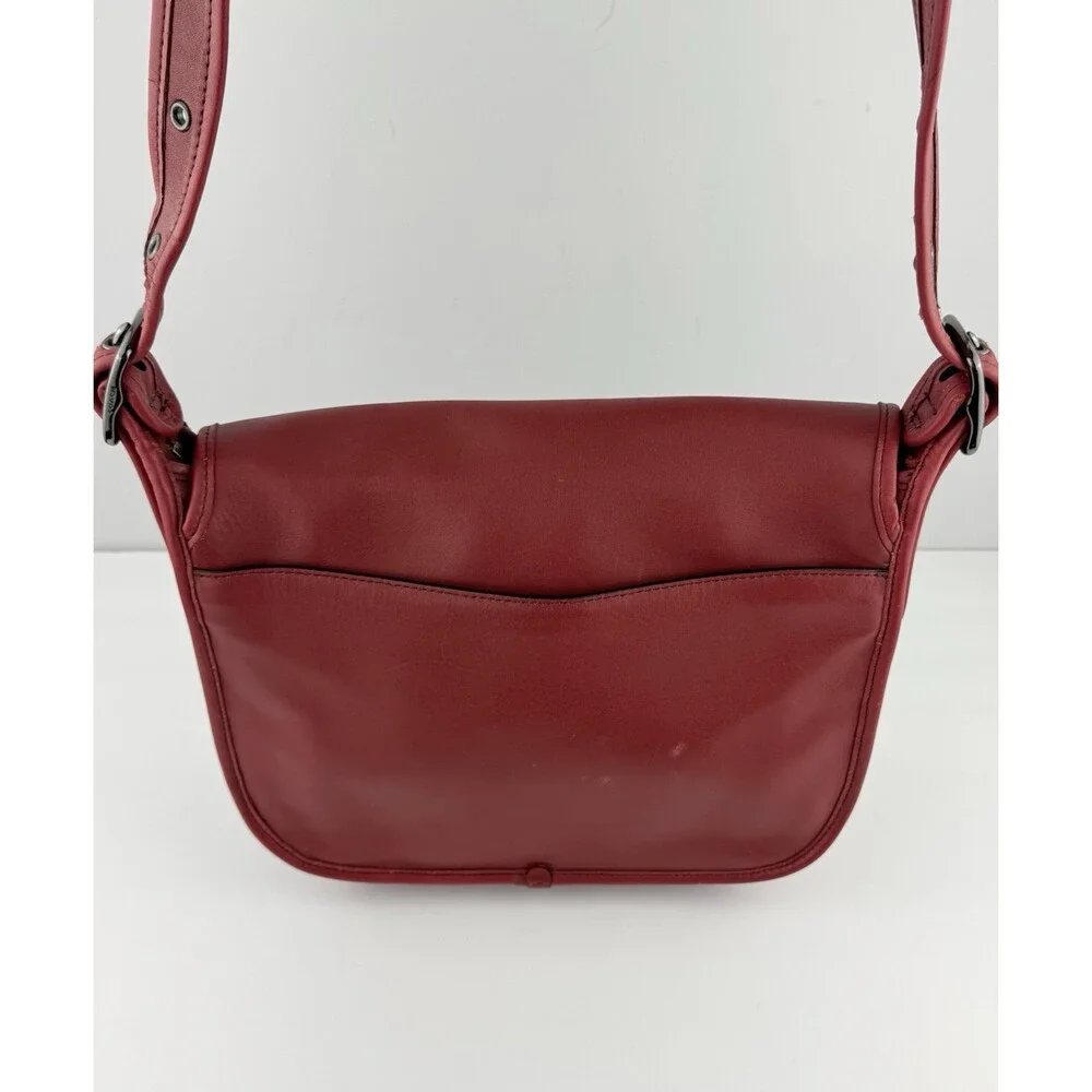 Coach 75th Anniversary 9170 Pouch Saddle Bag Dark Red Leather Flap